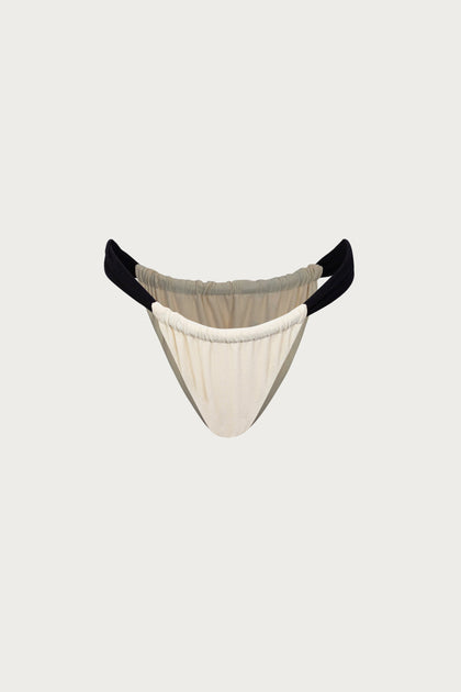 SAME Ruched Bottom  Ribbed Cream/Black