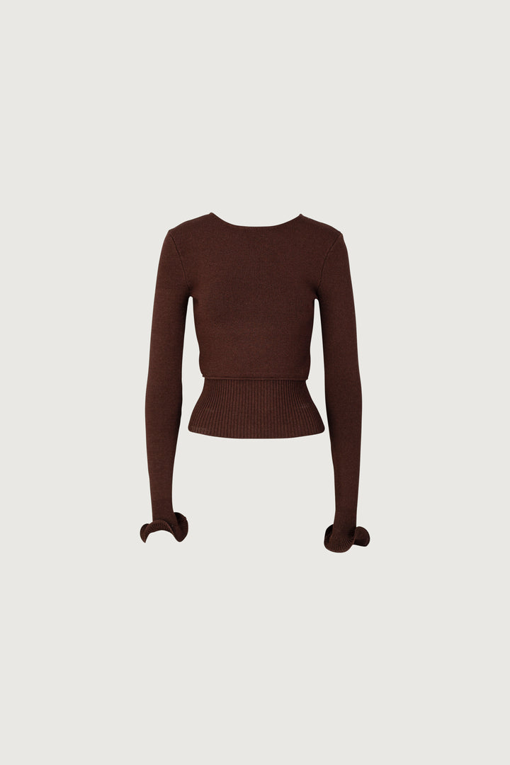 Ruffle Hem Sweater (Chocolate Brown)