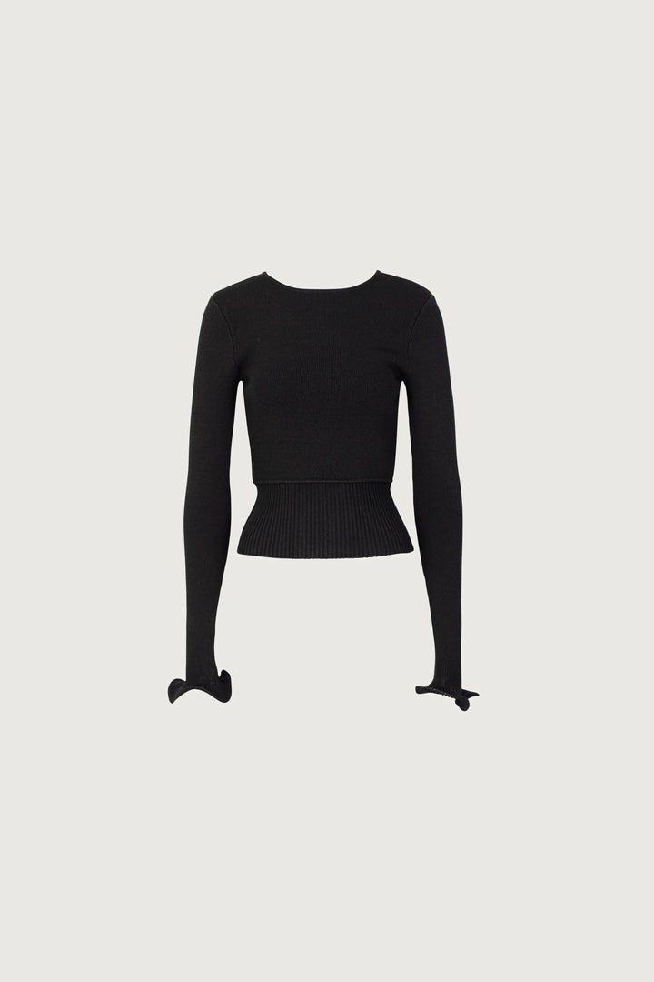 Ruffle Hem Sweater (Black)