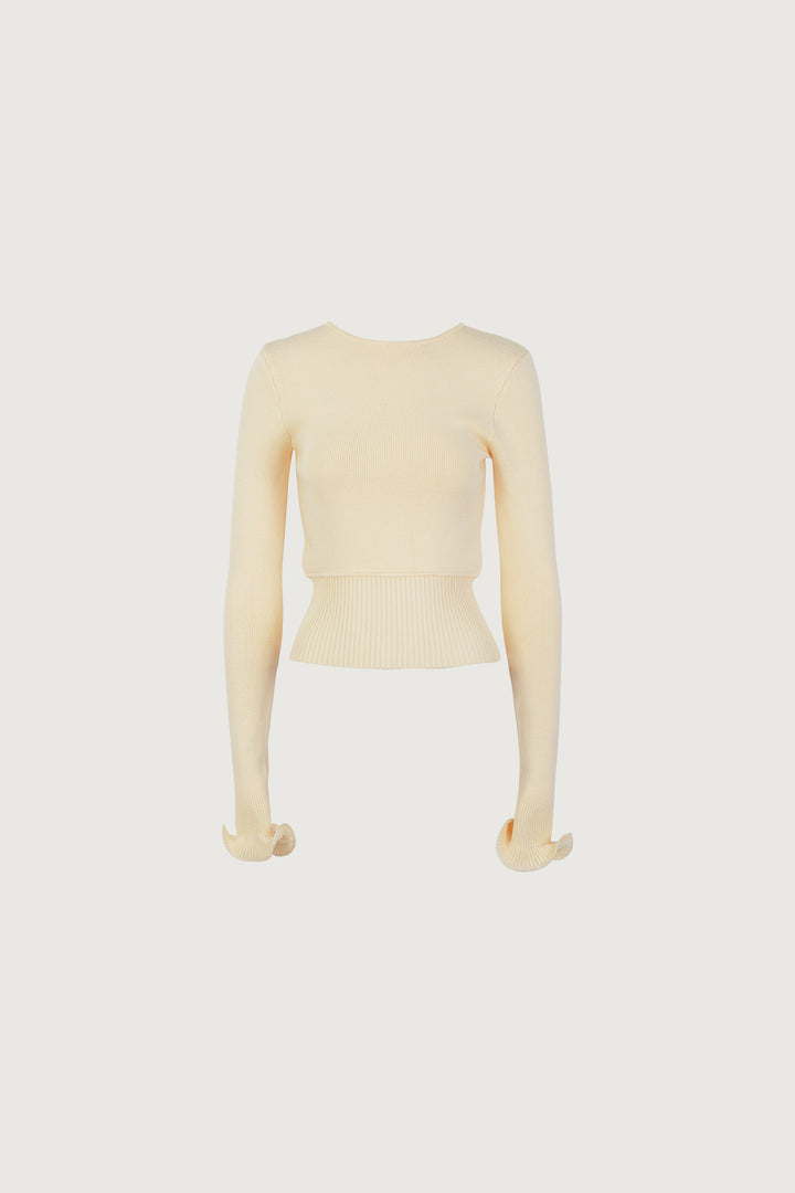 Ruffle Hem Sweater (Cream)