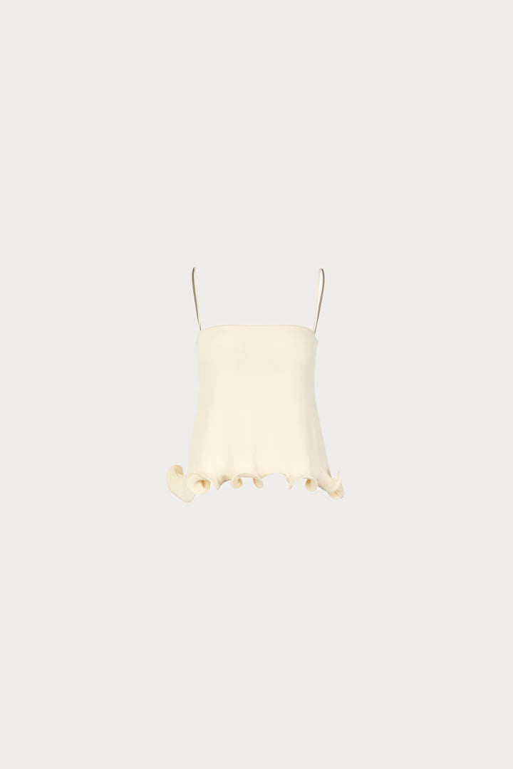 Ruffle Hem Tank Top (Cream)