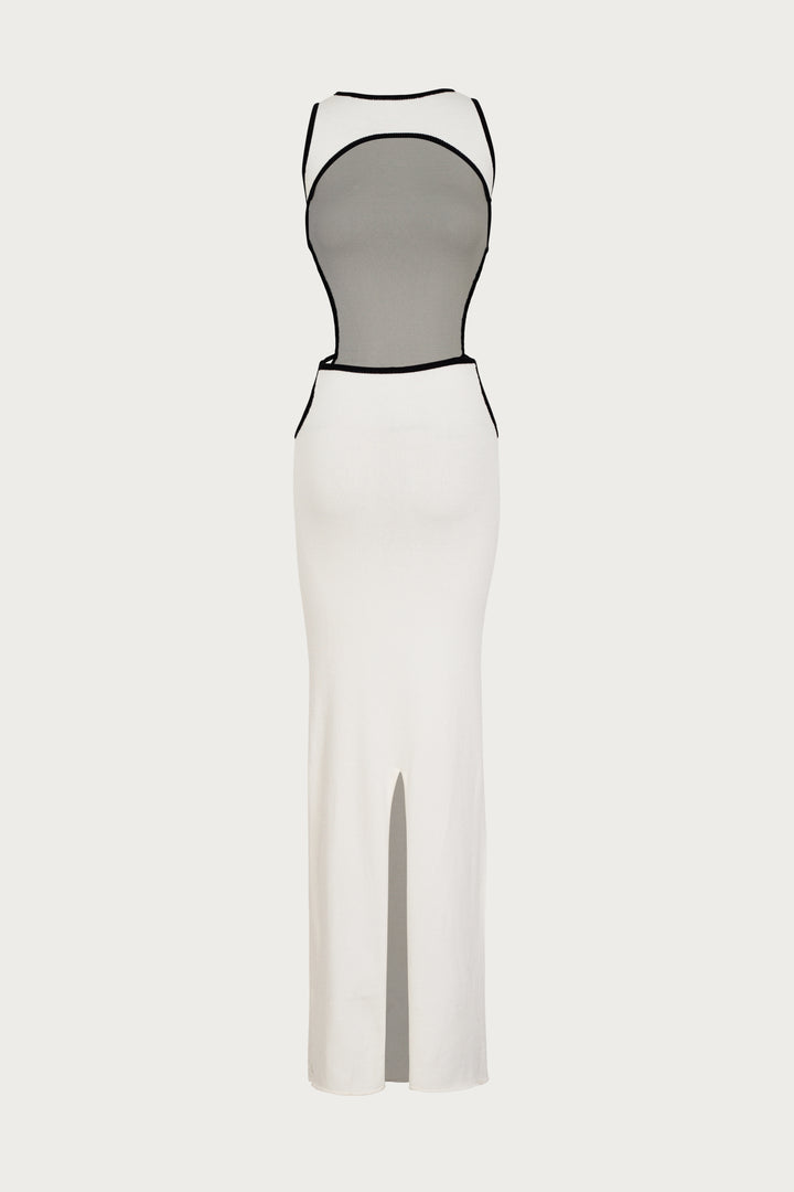 Tie Maxi Dress (Cream/Black)