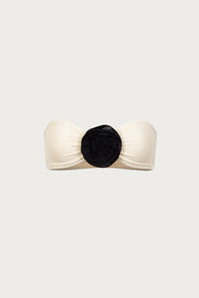 Rose Bandeau Top (Faux Suede Cream/Black)