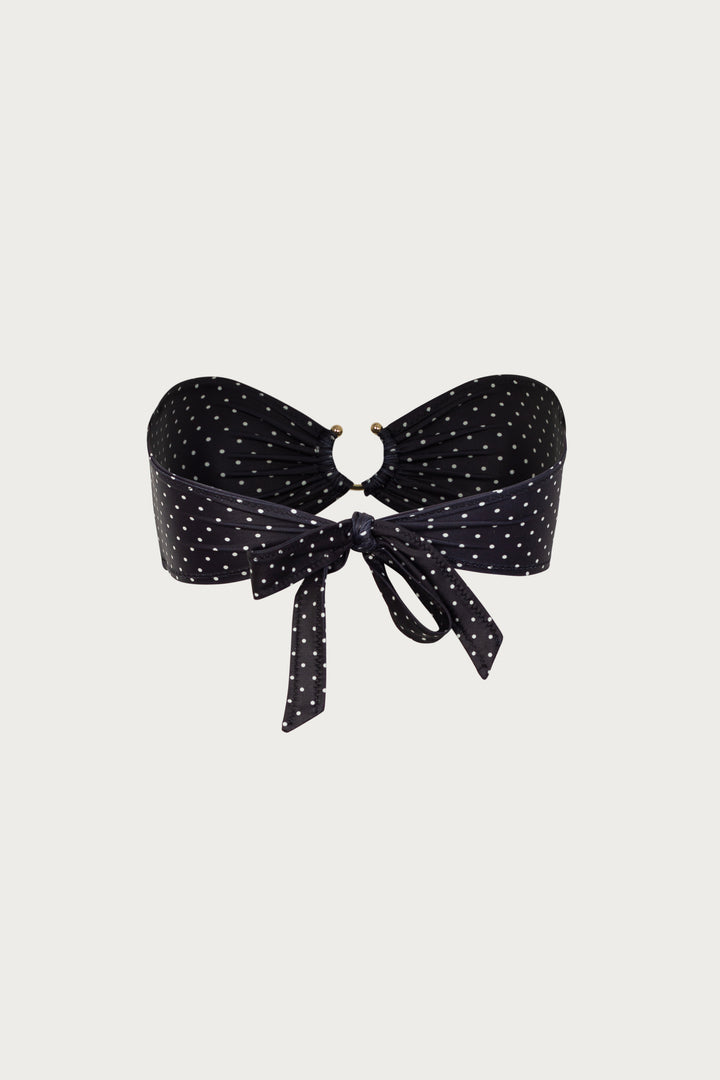 Pierced Bandeau Top (Black Cream Polka Dot)