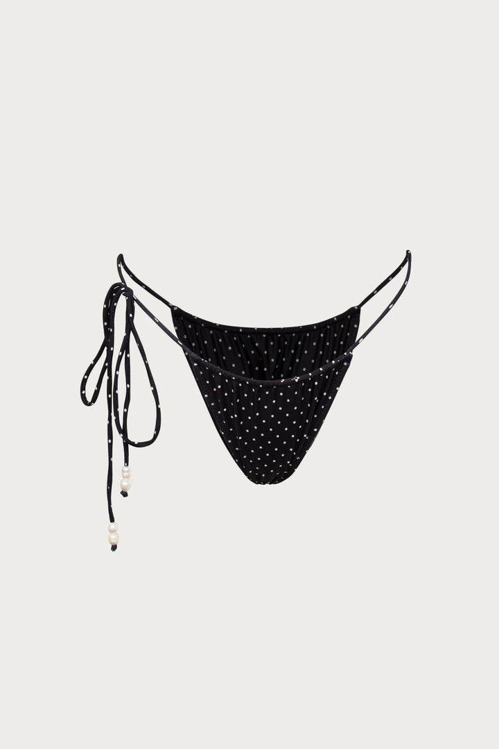 Beaded String Bottom (Black Cream Polka Dot)