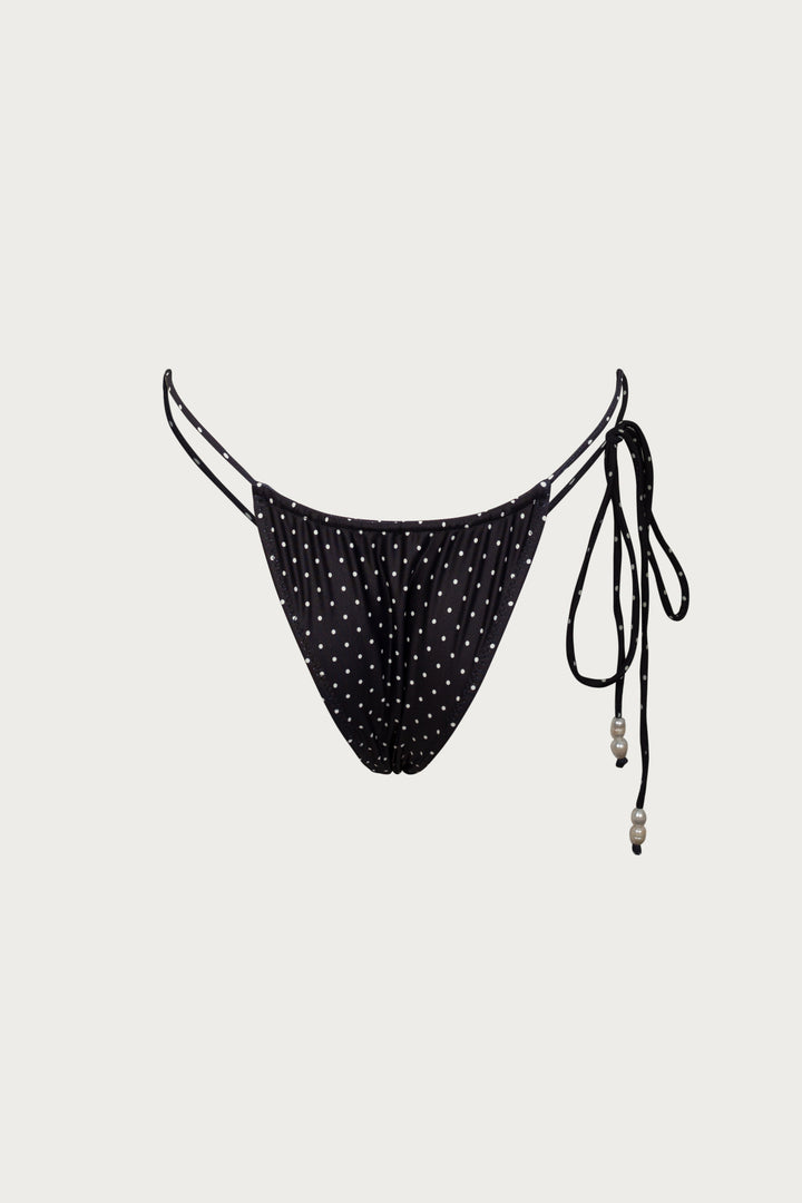 Beaded String Bottom (Black Cream Polka Dot)