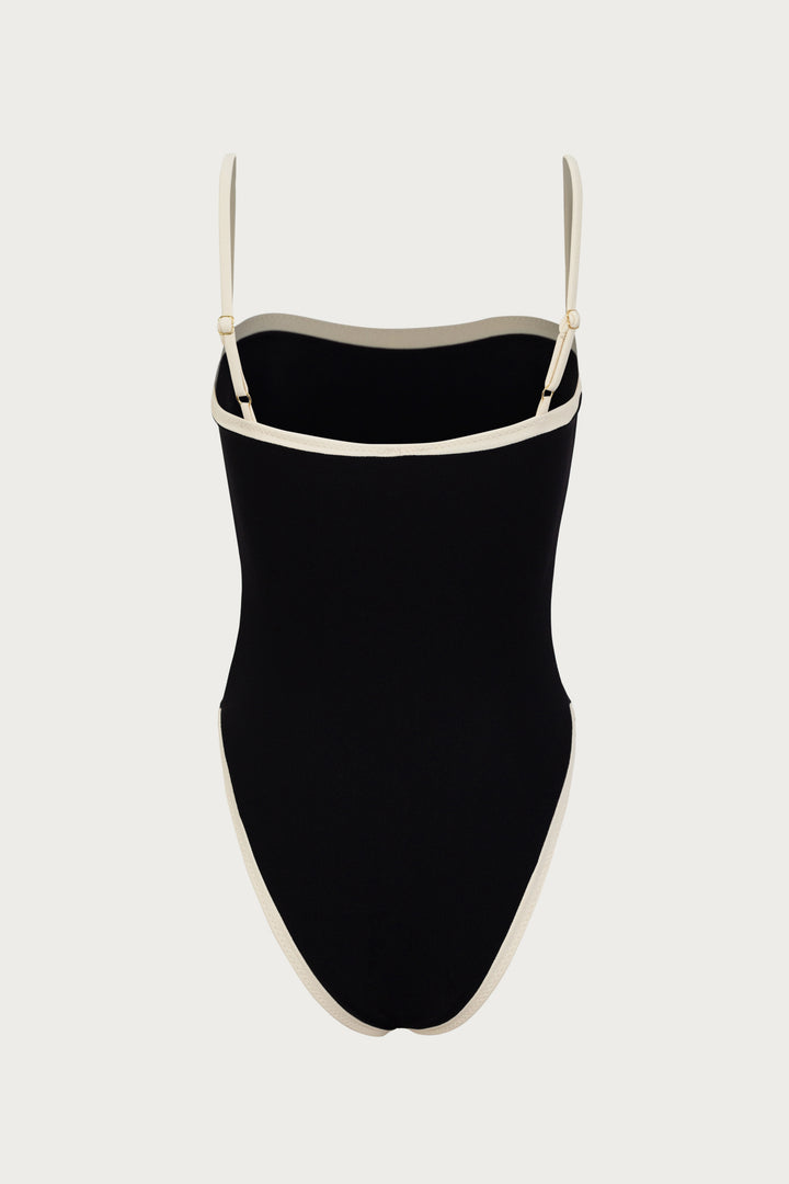 Colorblock One Piece (Faux Suede Black/Cream)