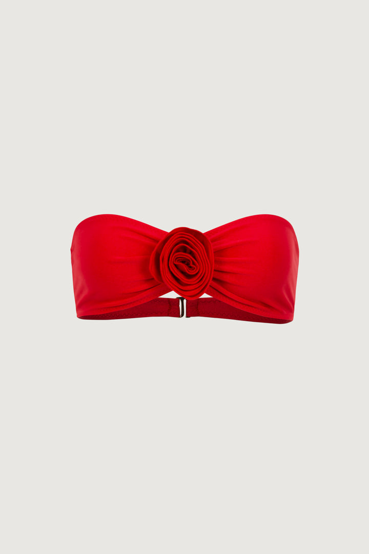 Rosette Bandeau Top (Scarlet Red/Red)