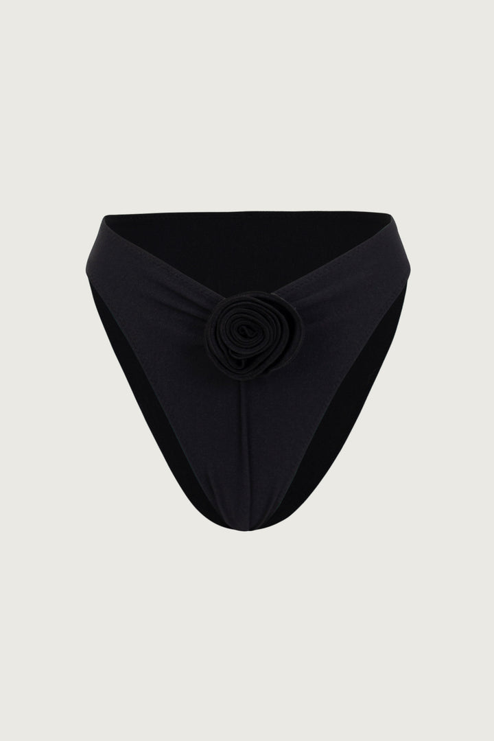 Rosette High Rise Bottom (Faux Suede Black/Black)