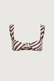 Spiral Bandeau Top (Brown Stripe)