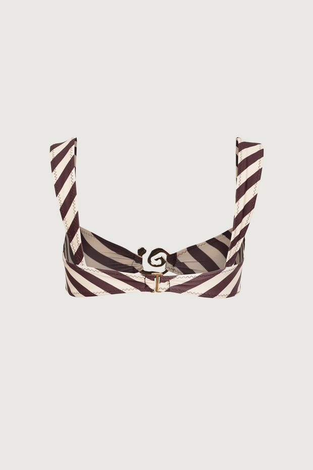 Spiral Bandeau Top (Brown Stripe)