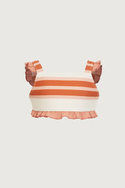 ruffle bandeau top (cream camel blush stripe/blush)