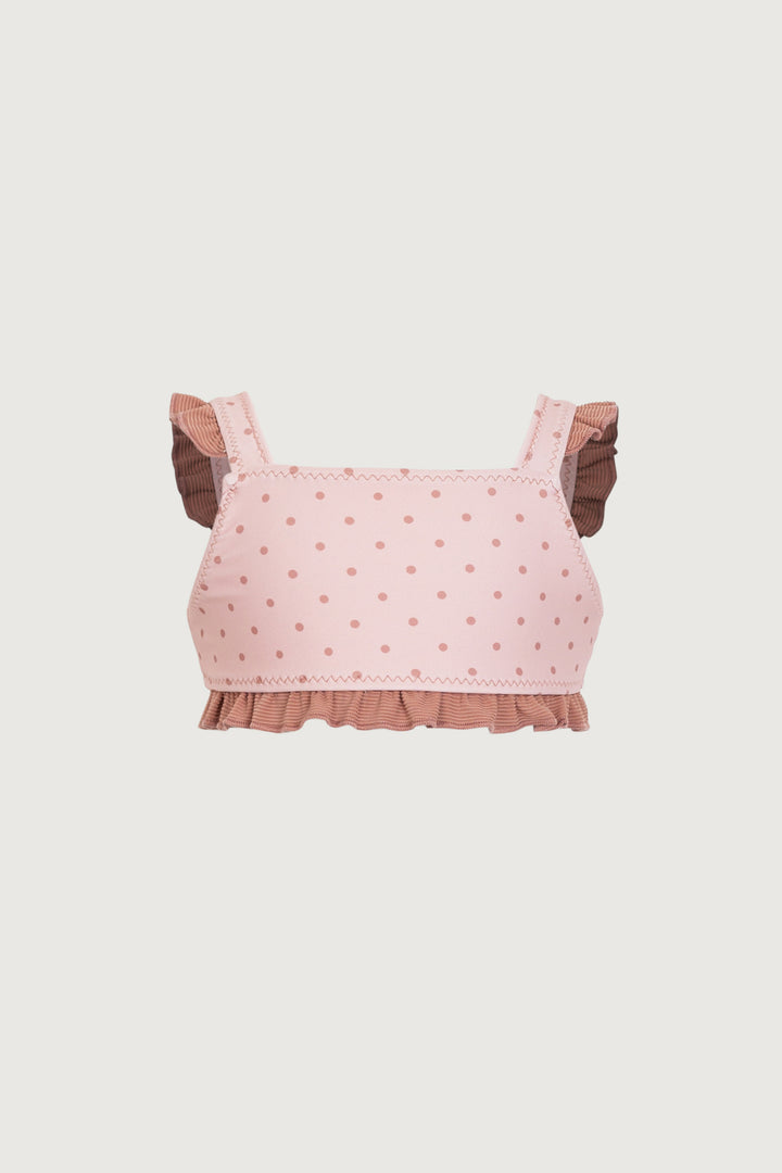 ruffle bandeau top (blush camel polka dot/camel)