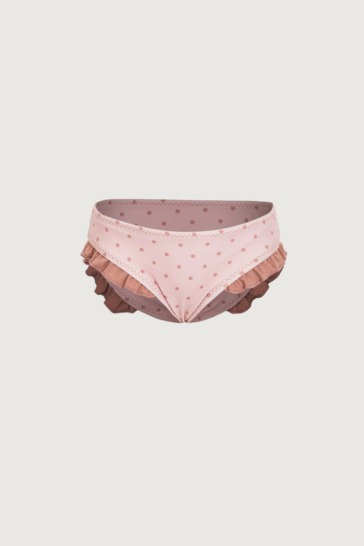 ruffle brief bottom (blush camel polka dot/camel)