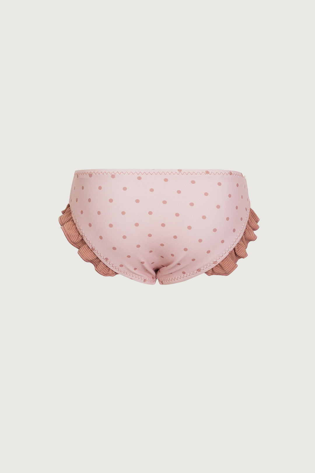 ruffle brief bottom (blush camel polka dot/camel)