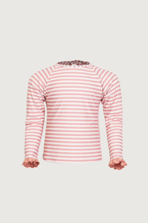 ruffle rashguard (blush stripe/blush)