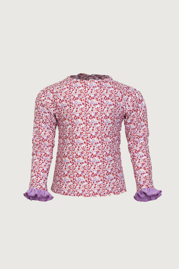 ruffle rashguard (mini floral/purple)