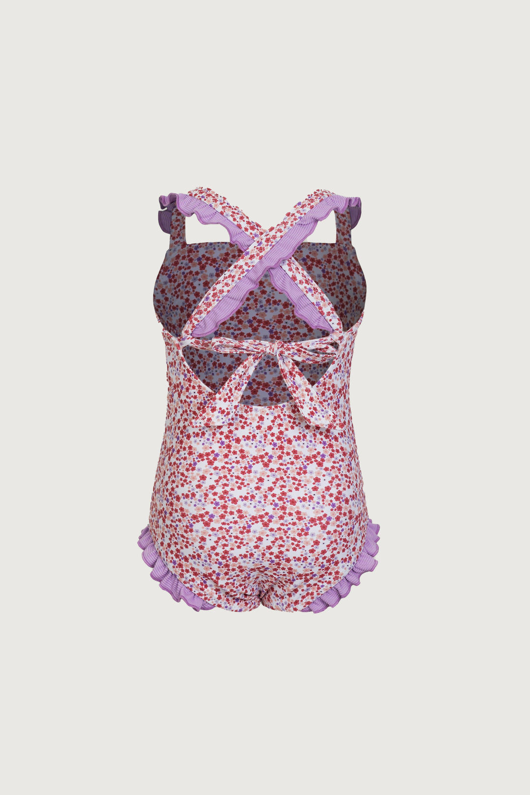 ruffle one piece (mini floral/purple)