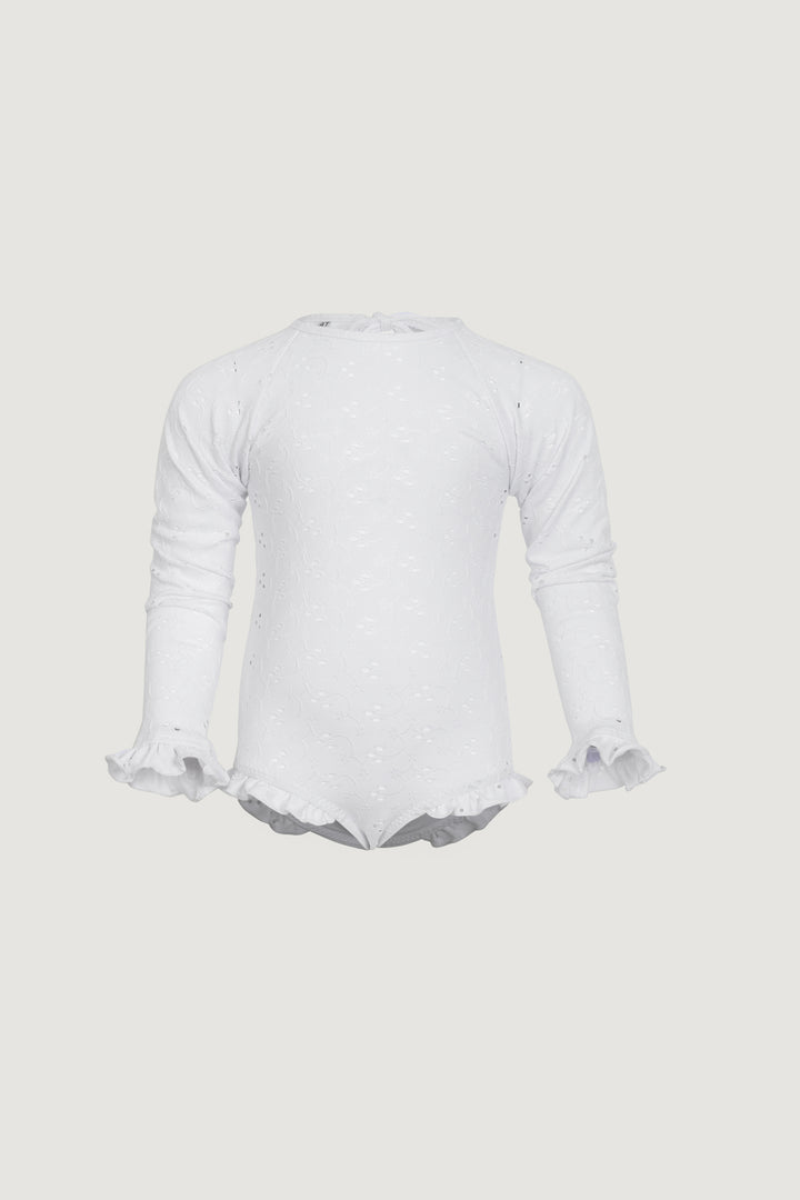 ruffle rashguard one piece (white eyelet)