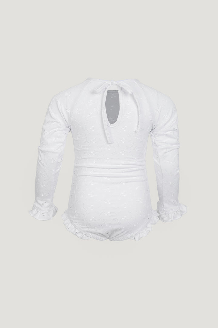 ruffle rashguard one piece (white eyelet)