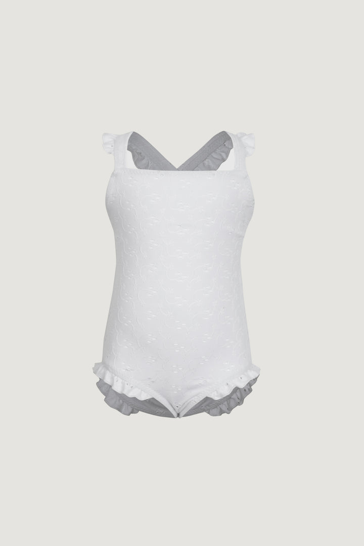 ruffle one piece (white eyelet)