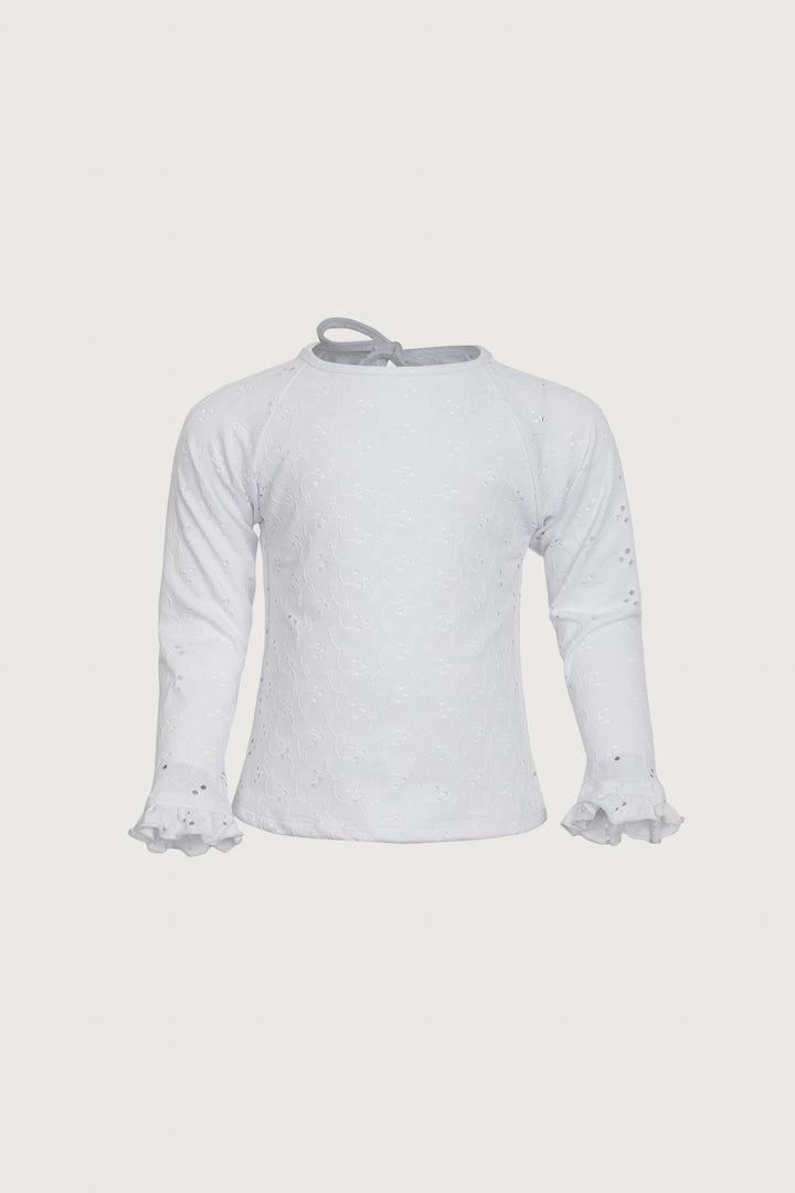 ruffle rashguard (white eyelet)