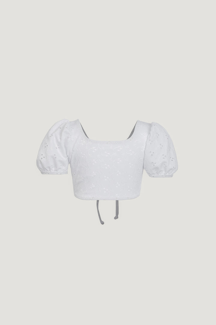 puff sleeve top (white eyelet)