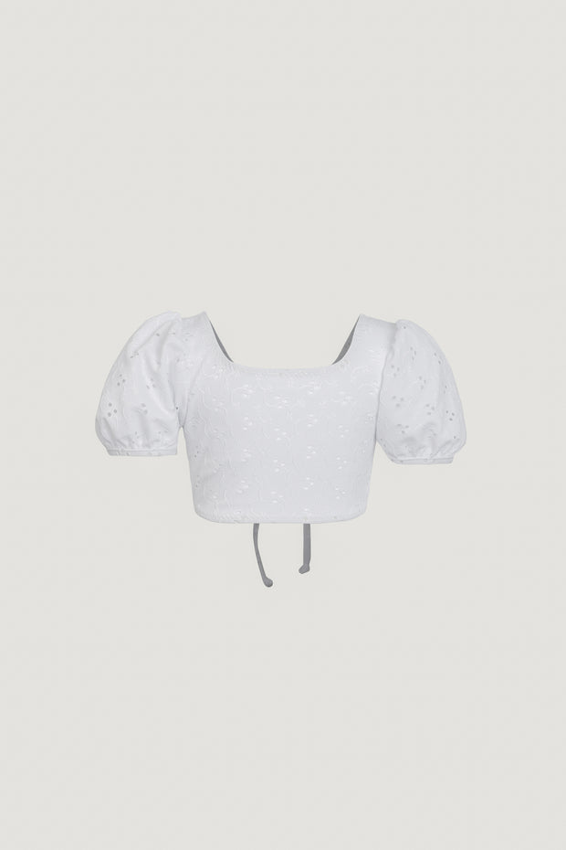 puff sleeve top (white eyelet)