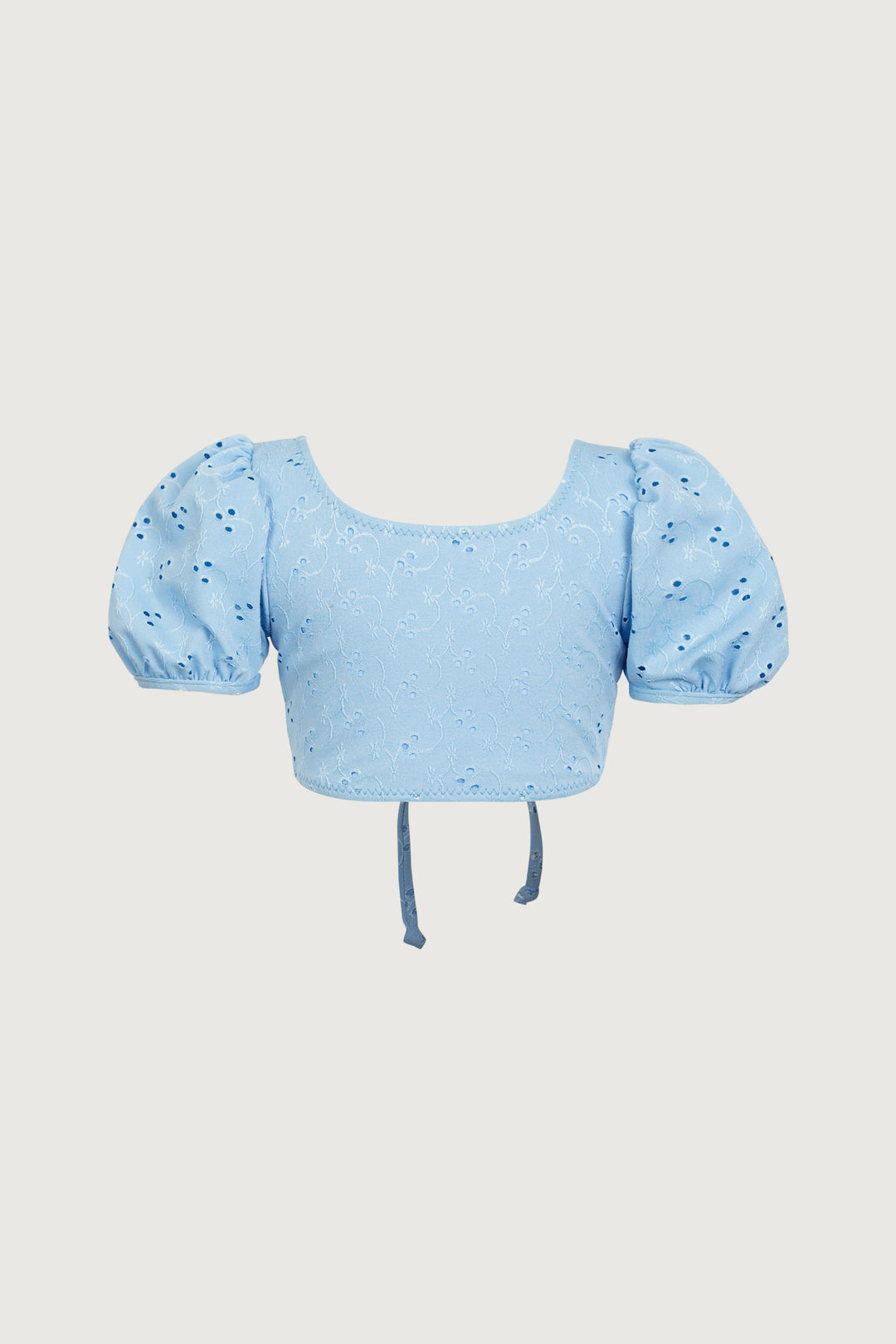 puff sleeve top (blue eyelet)