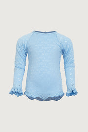 ruffle rashguard one piece (blue eyelet)