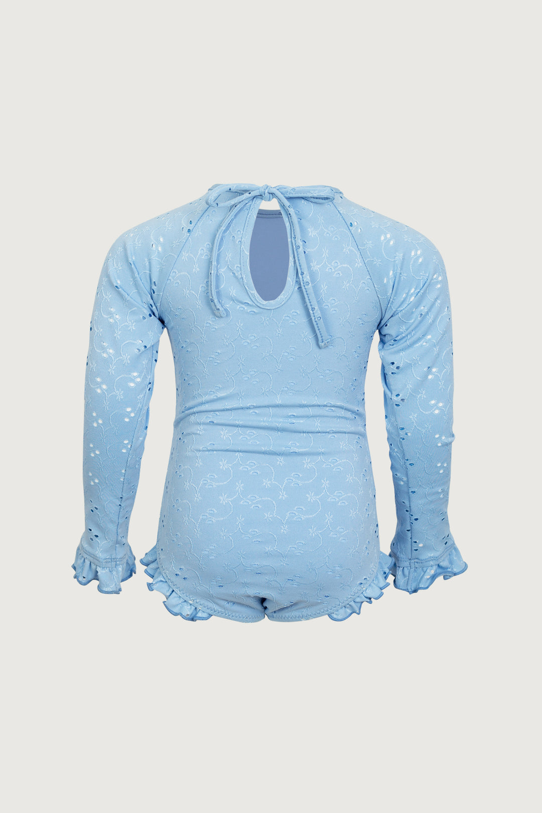 ruffle rashguard one piece (blue eyelet)