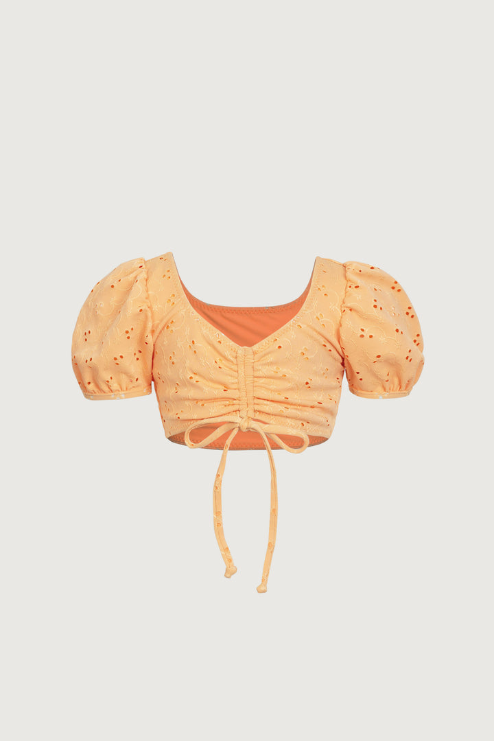 puff sleeve top (peach eyelet)