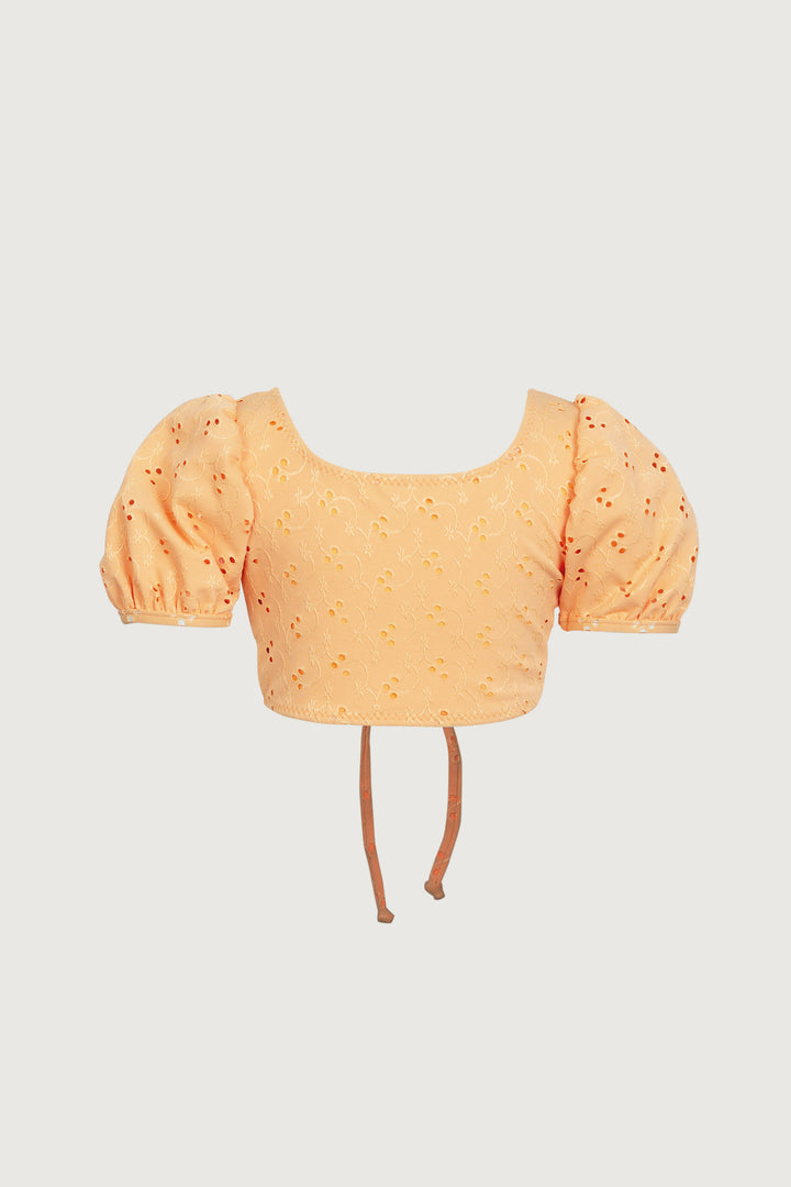 puff sleeve top (peach eyelet)