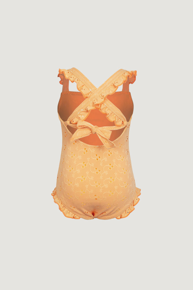 ruffle one piece (peach eyelet)