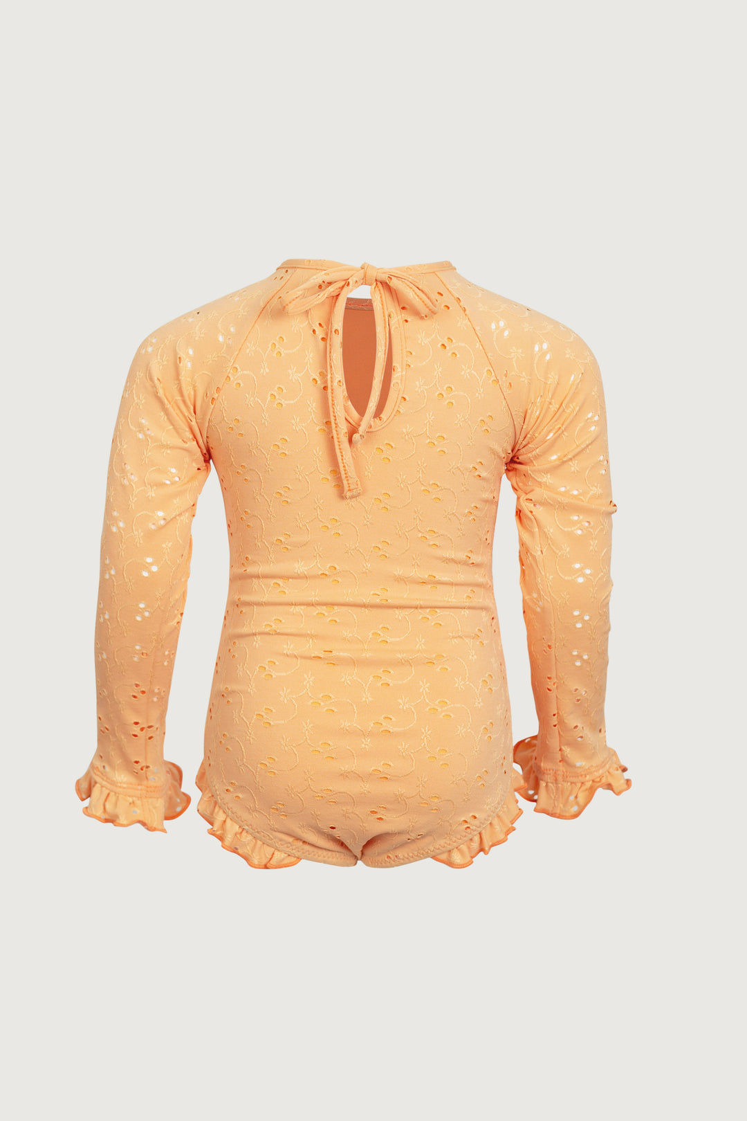 ruffle rashguard one piece (peach eyelet)