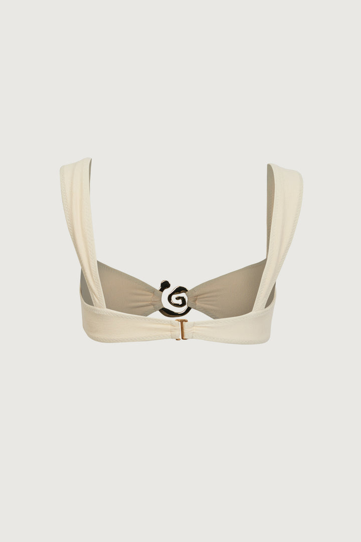 Spiral Bandeau Top (Faux Suede Cream)