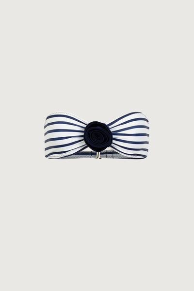 Rosette Bandeau Top (Nautical Stripe/Navy)