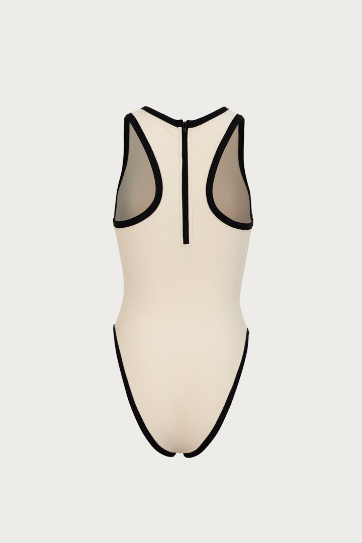 Tank One Piece (Faux Suede Cream/Black)