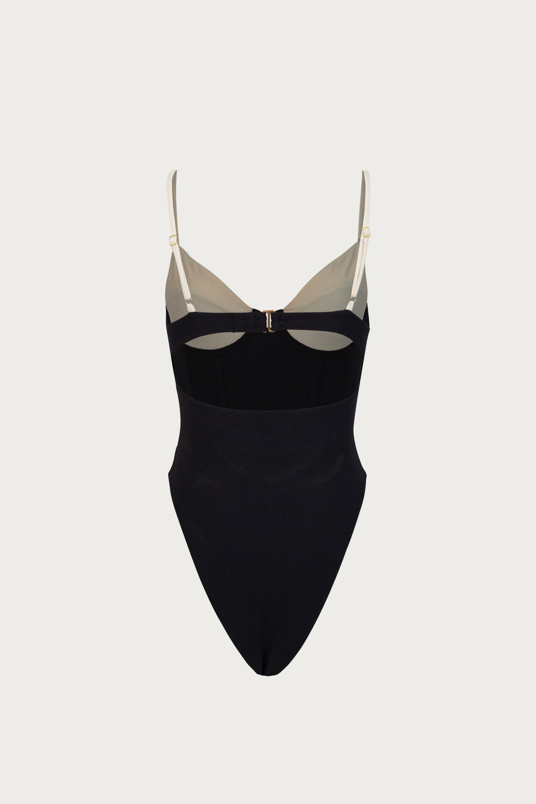 Double Layer Corset One Piece (Faux Suede Black/Cream)