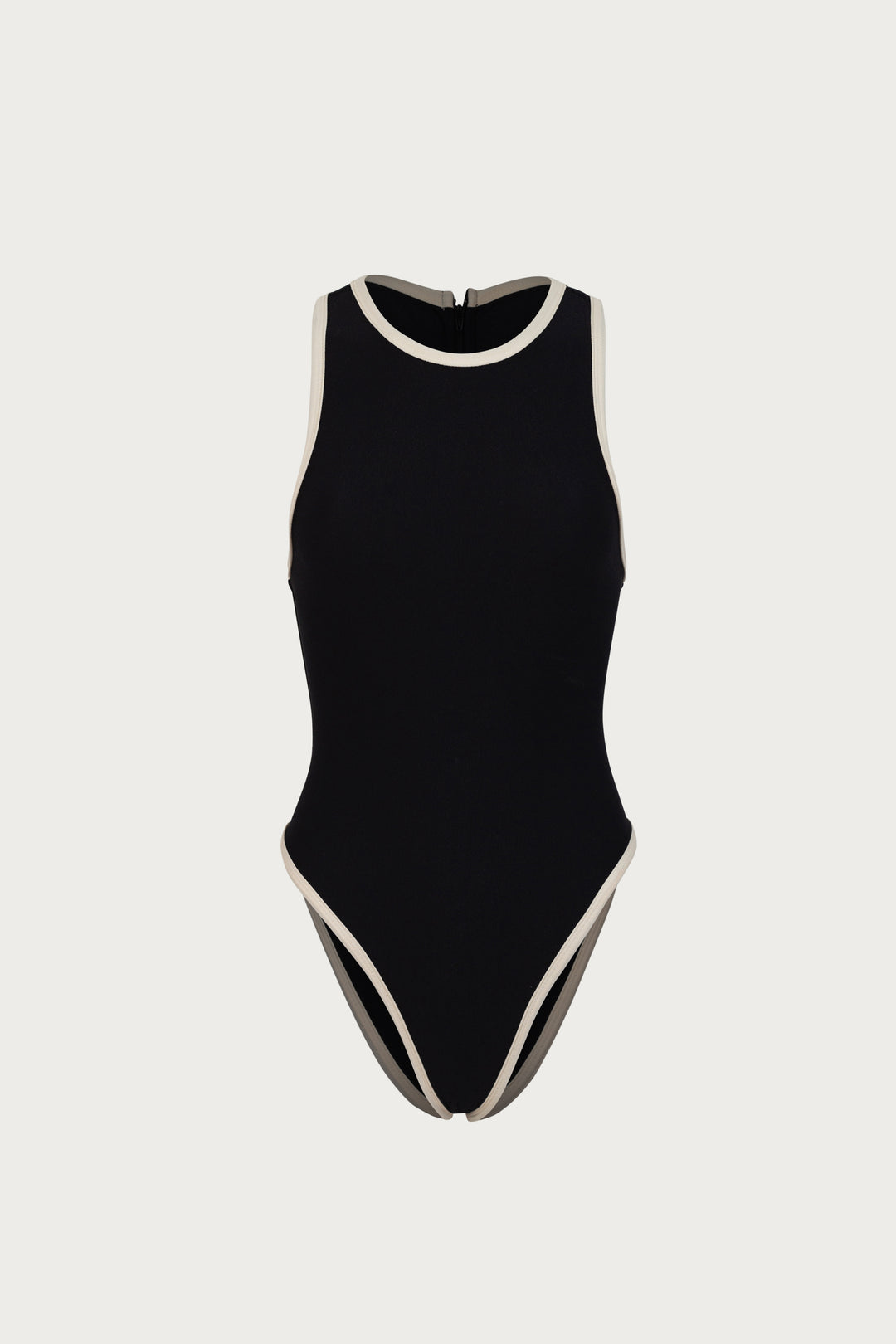 Black one piece swimsuit with white trim online