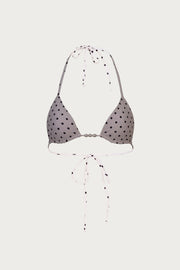 Beaded Triangle Top (Cream Black Polka Dot)