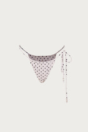 Beaded String Bottom (Cream Black Polka Dot)