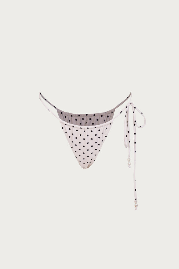 Beaded String Bottom (Cream Black Polka Dot)