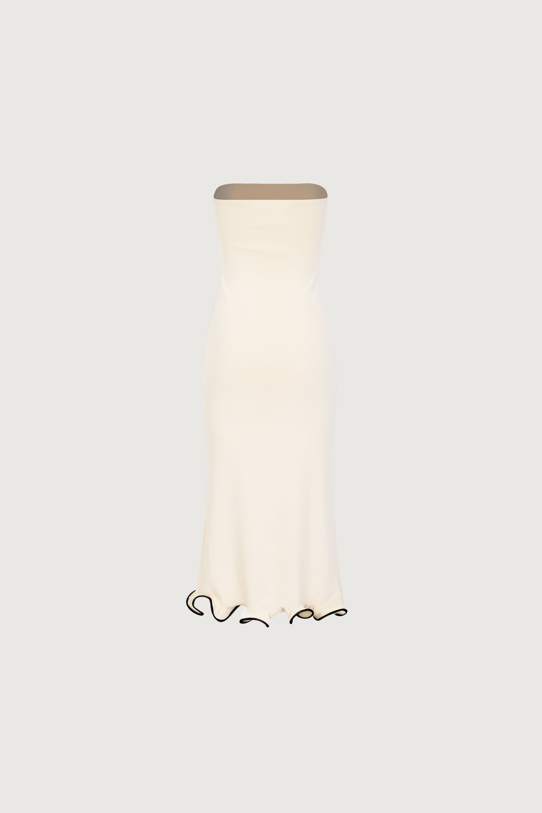 Ruffle Hem Strapless Dress (Cream/Black)