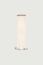 Ruffle Hem Strapless Dress (Cream/Black)