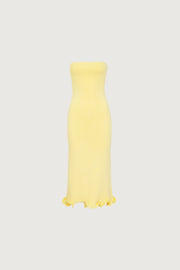 Ruffle Hem Strapless Dress (Butter Yellow)