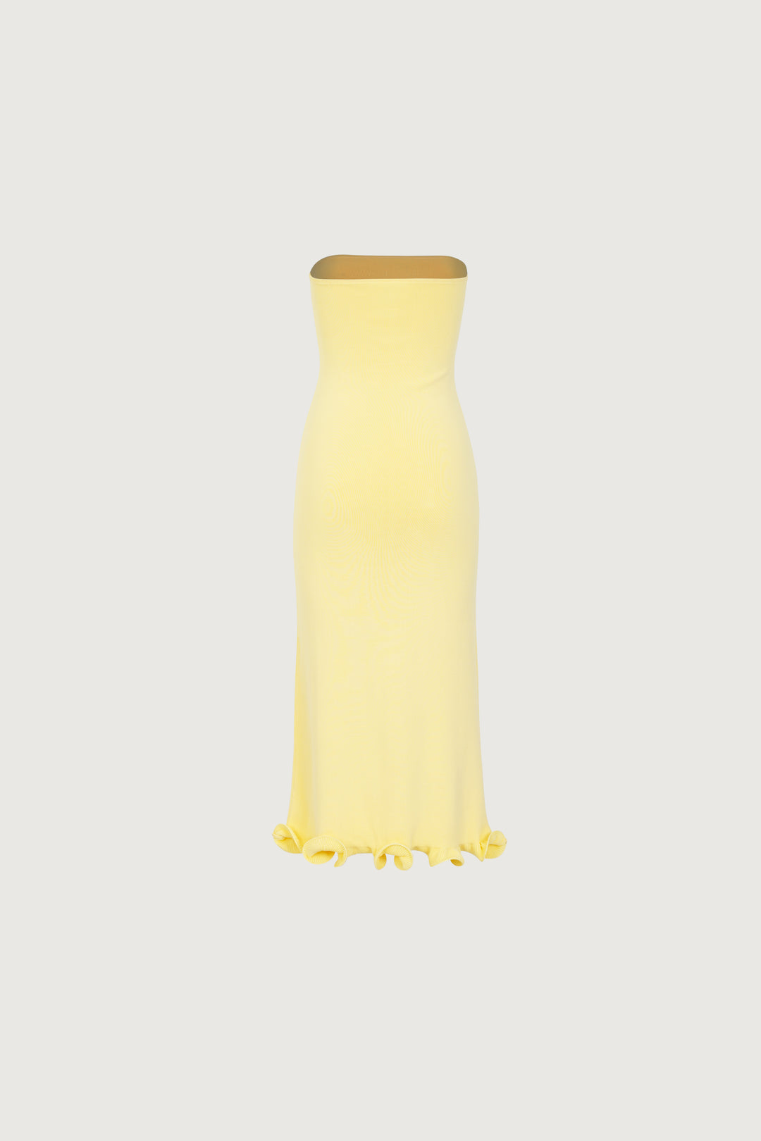 Ruffle Hem Strapless Dress (Butter Yellow)