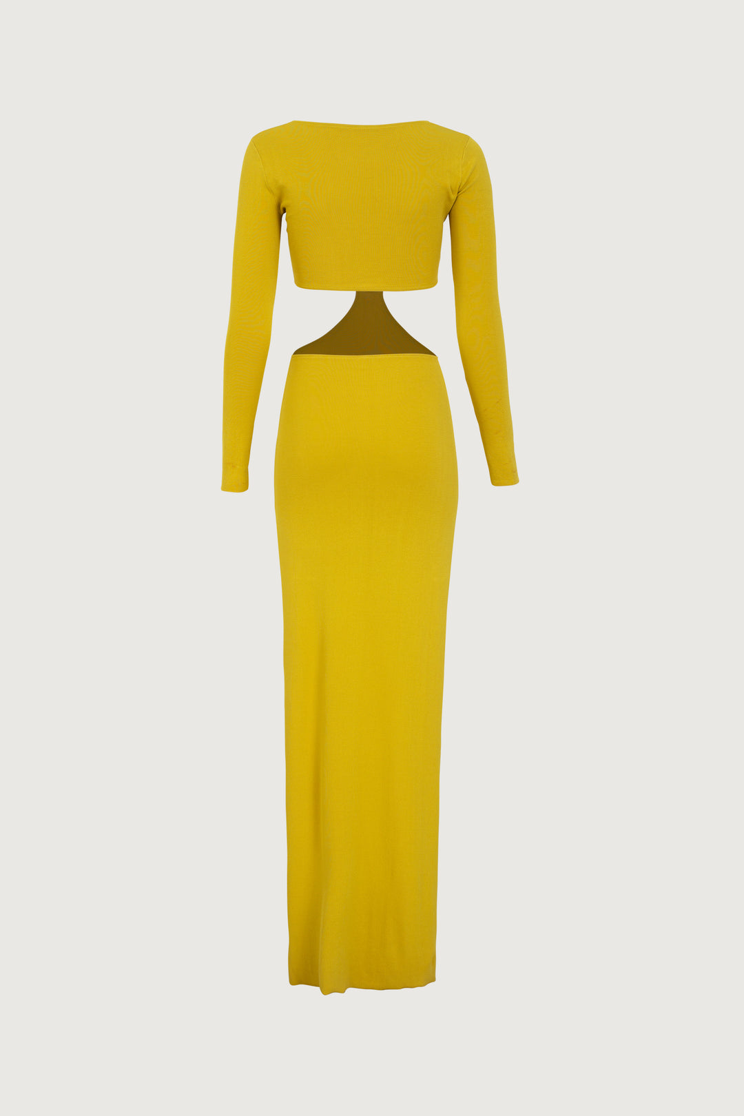 Long Sleeve Cut Out Maxi Dress (Chartreuse)