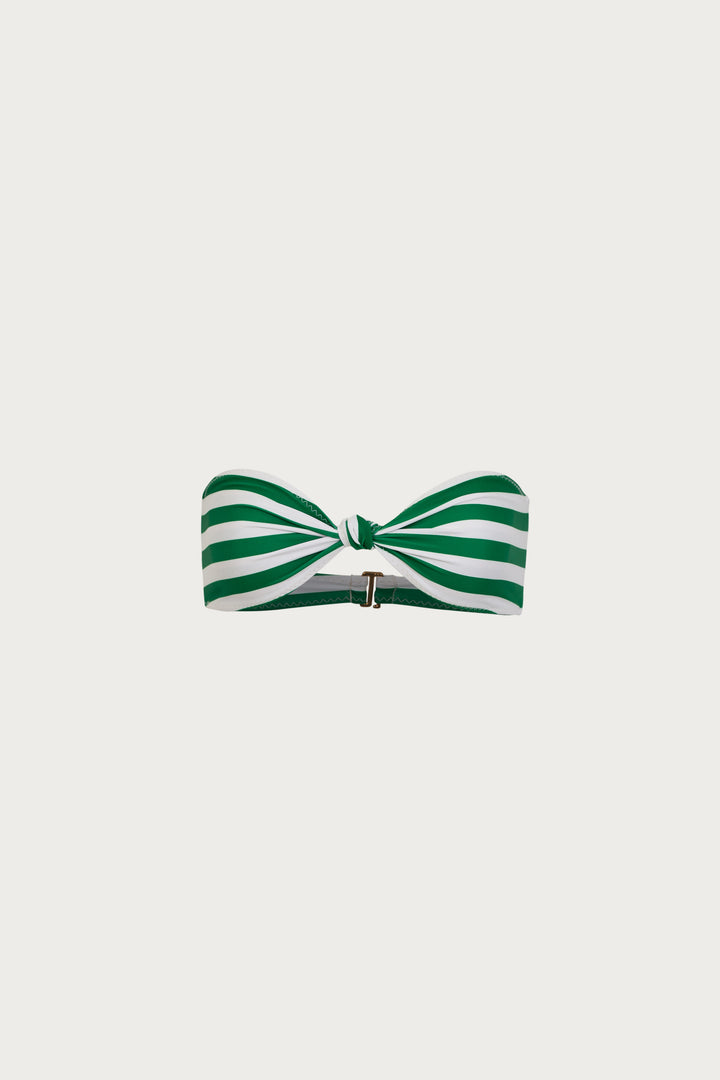 Knotted Bandeau Top (Green Stripe)