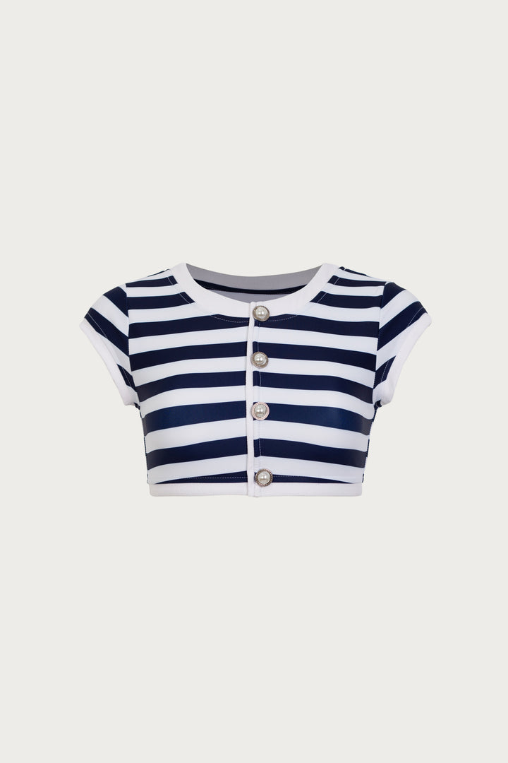 The Grace Top (Navy Cream Stripe/White)